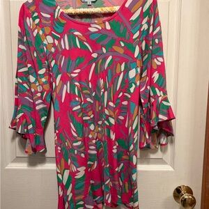 Escapada Pink and Green Leaf Print Top